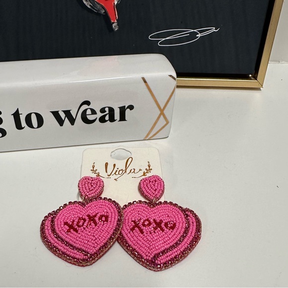 💗💗💗XOXO BEADED VALENTINE EARRINGS 💗💗 NEW!! - Picture 7 of 7